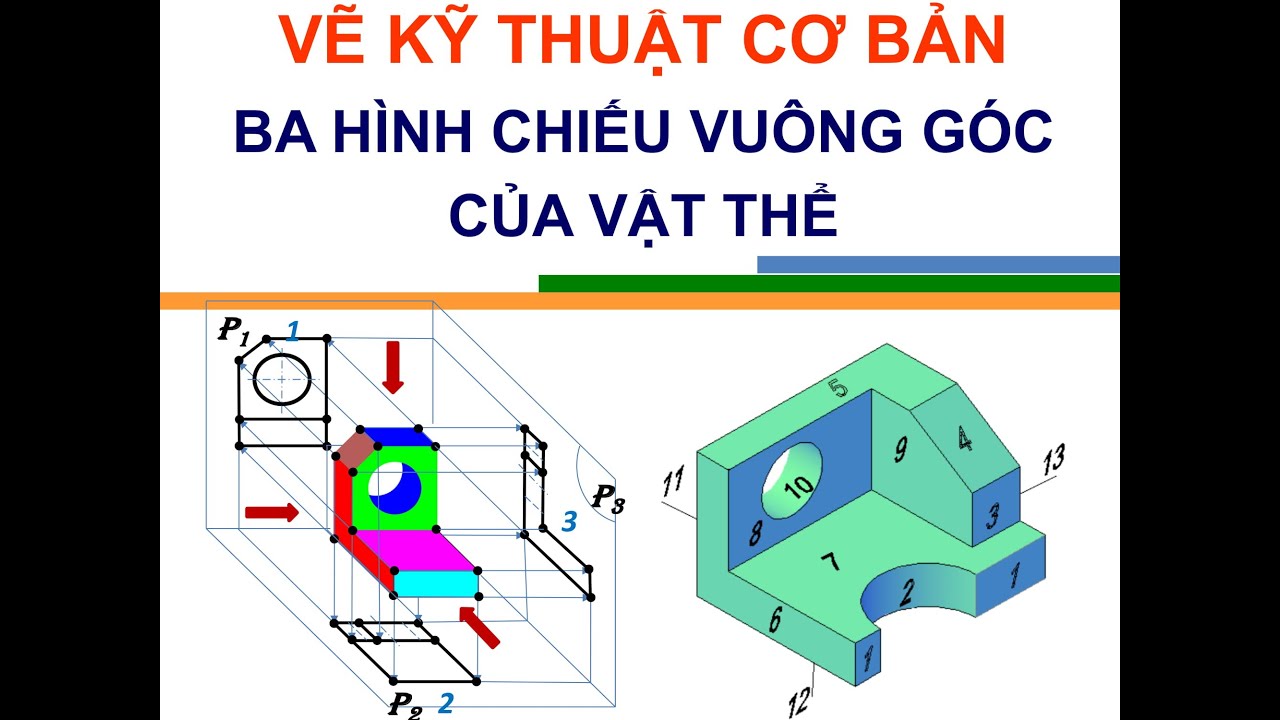 Bài 4. Vẽ ba hình chiếu vuông góc của vật thể (general view)