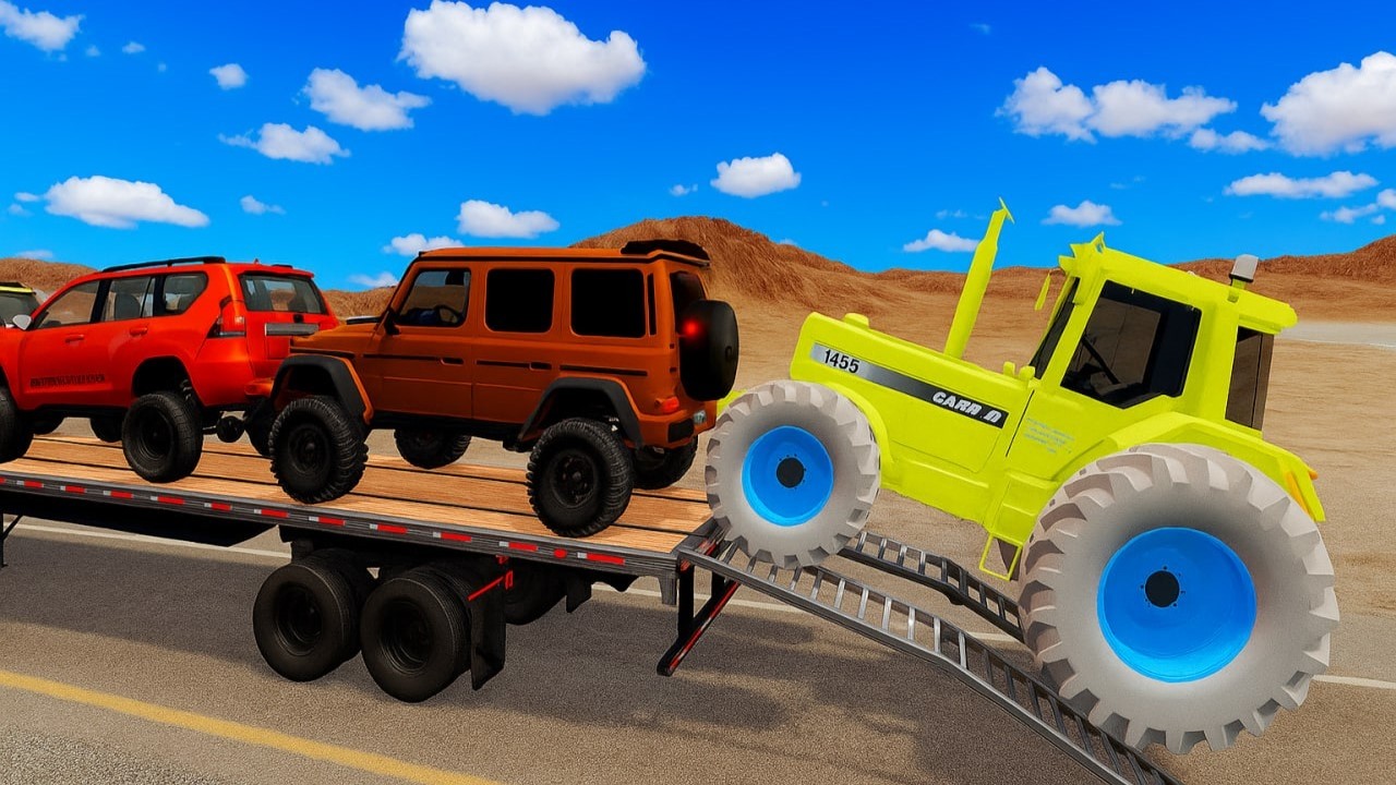 Flatbed Truck McQueen | Transportation with Truck - Pothole vs Car # | BeamNG.Drive Gameplay