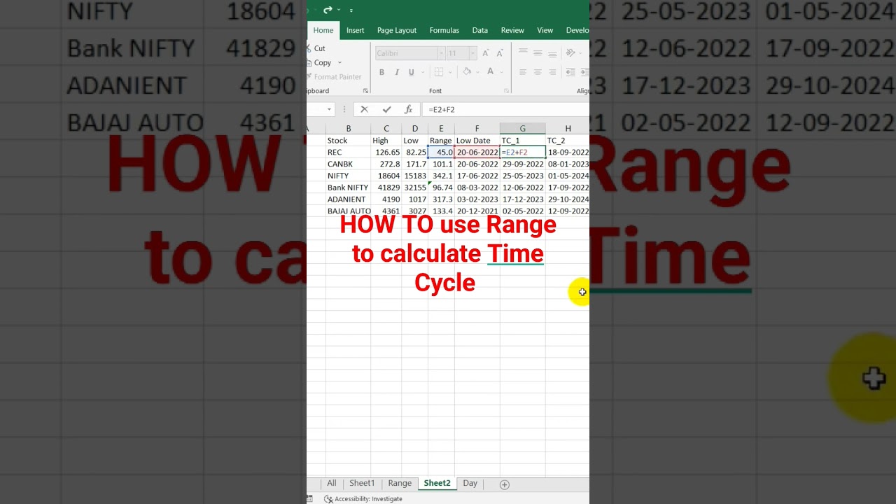 How to Find Time Cycle using Range.