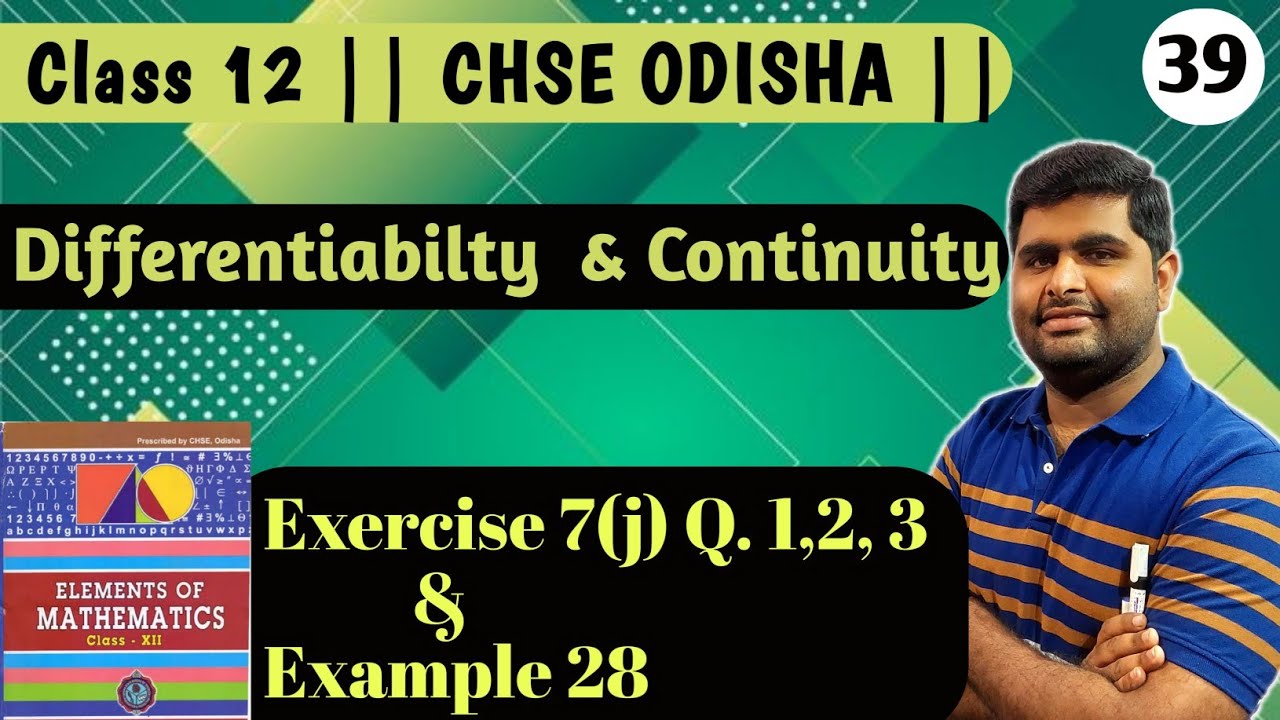 Exercise 7j || differentiability and continuity || elements of mathematics class 12 || chse odisha |