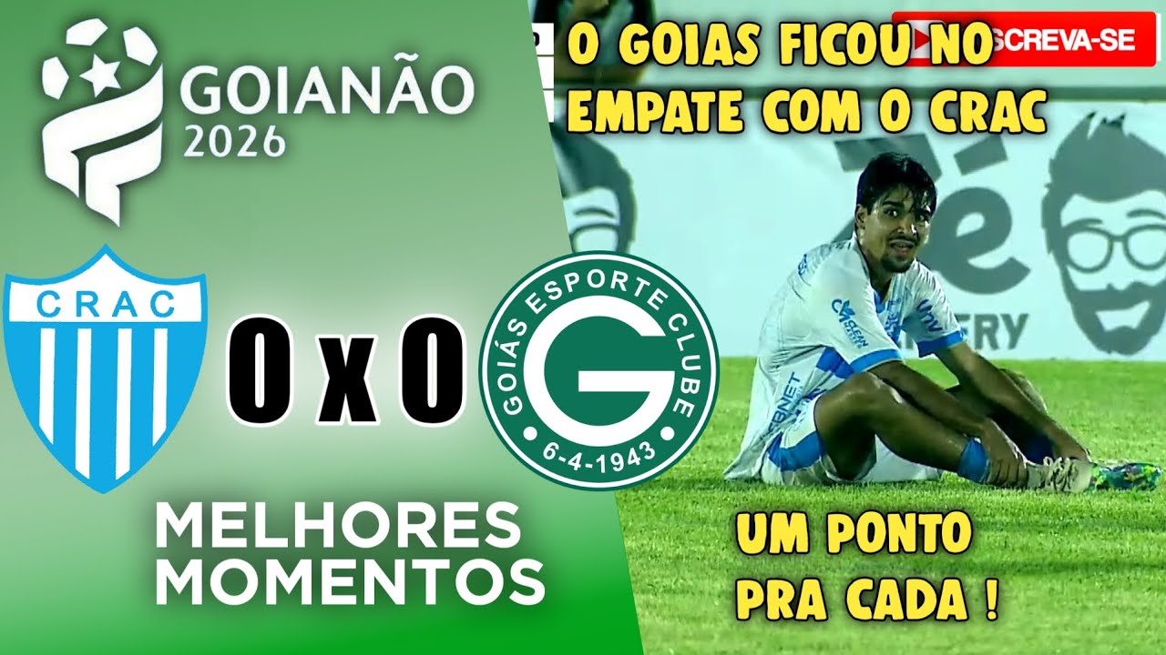 Crac x Goias - Melhores Momentos - Gols - Goian&atilde;o 2026 - 2&ordf; Rodada