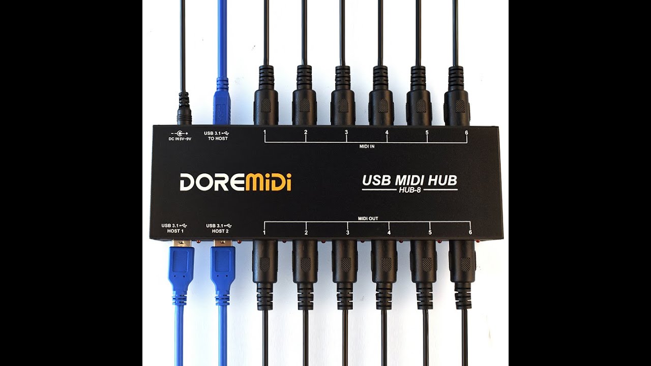 【DOREMiDi】Super High Speed USB MIDI Hub With USB 3.1 Host x 2 and MIDI 6 x 6(MIDI HUB-8)