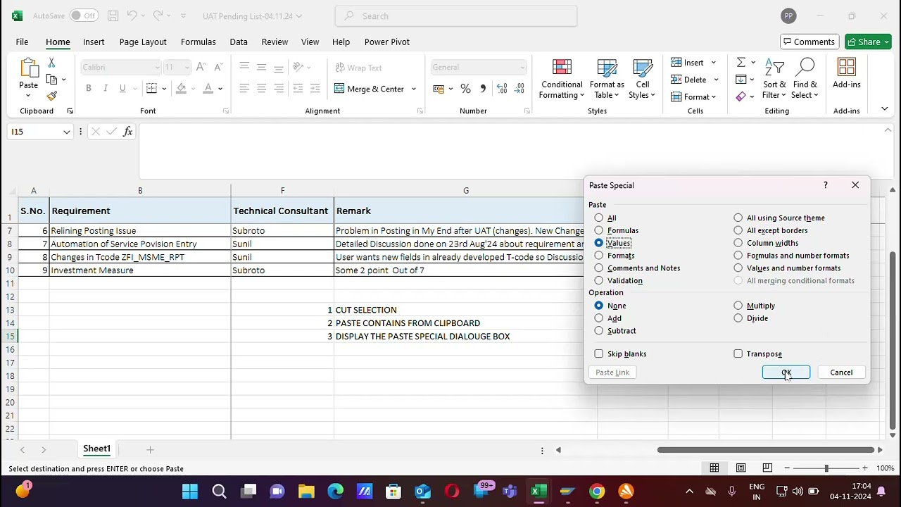 Useful Shortcut Keys in Excel Part IX