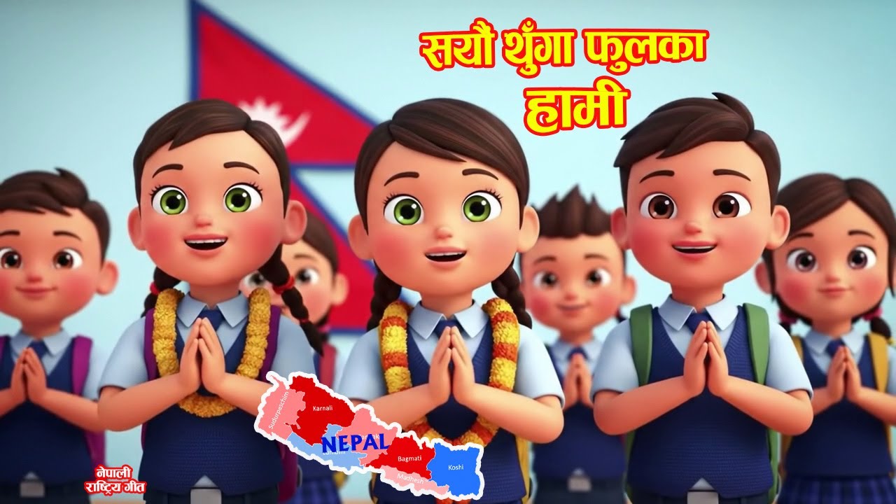 Sayaun Thunga Phool Ka सयौं थुँगा फूलका | National Anthem of Nepal For Kids Childrens Song-2025