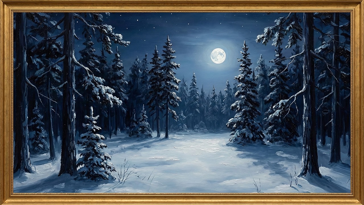 Dark Cozy Winter Landscapes – 4K Silent Art Screensaver Loop