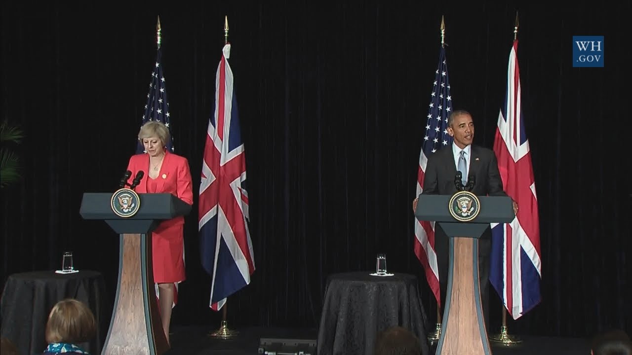 President Obama Delivers a Statement with Prime Minister Theresa May of the United Kingdom