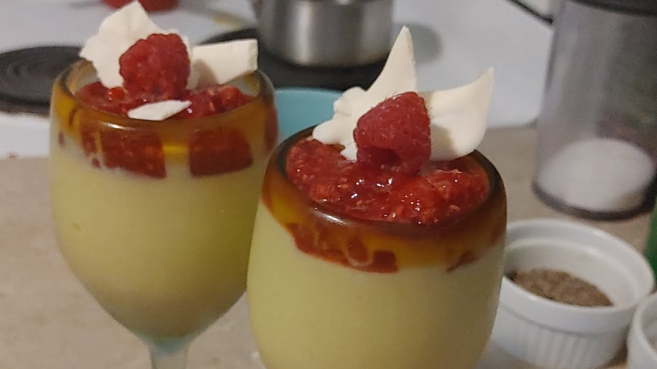 Lemon Mousse with Raspberry Sauce