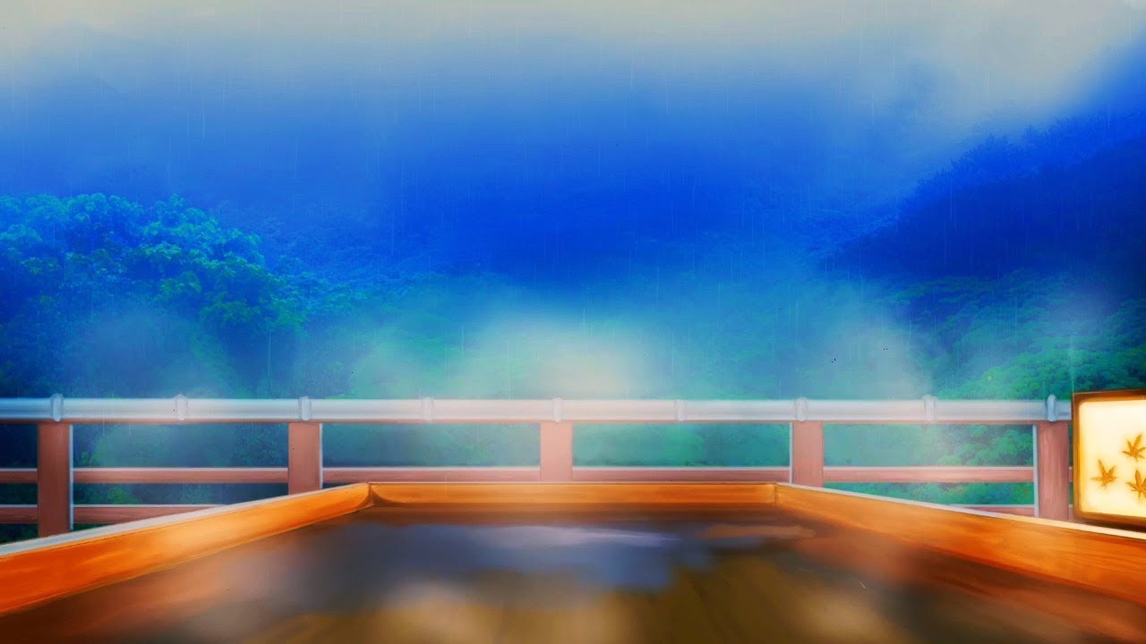 ASMR 露天風呂で聴く雨の音　温泉・森林浴で癒しの１時間　環境音