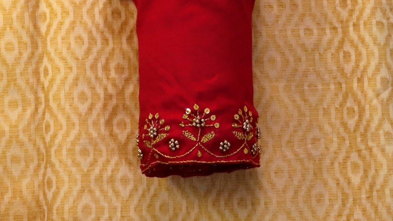Beautiful  golden jari with sequins work on stitched blouse | simple and easy method