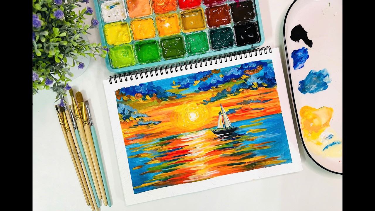 Cỏ Art / Gouache painting / Landscape painting / vẽ tranh phong cảnh bằng màu Gouache