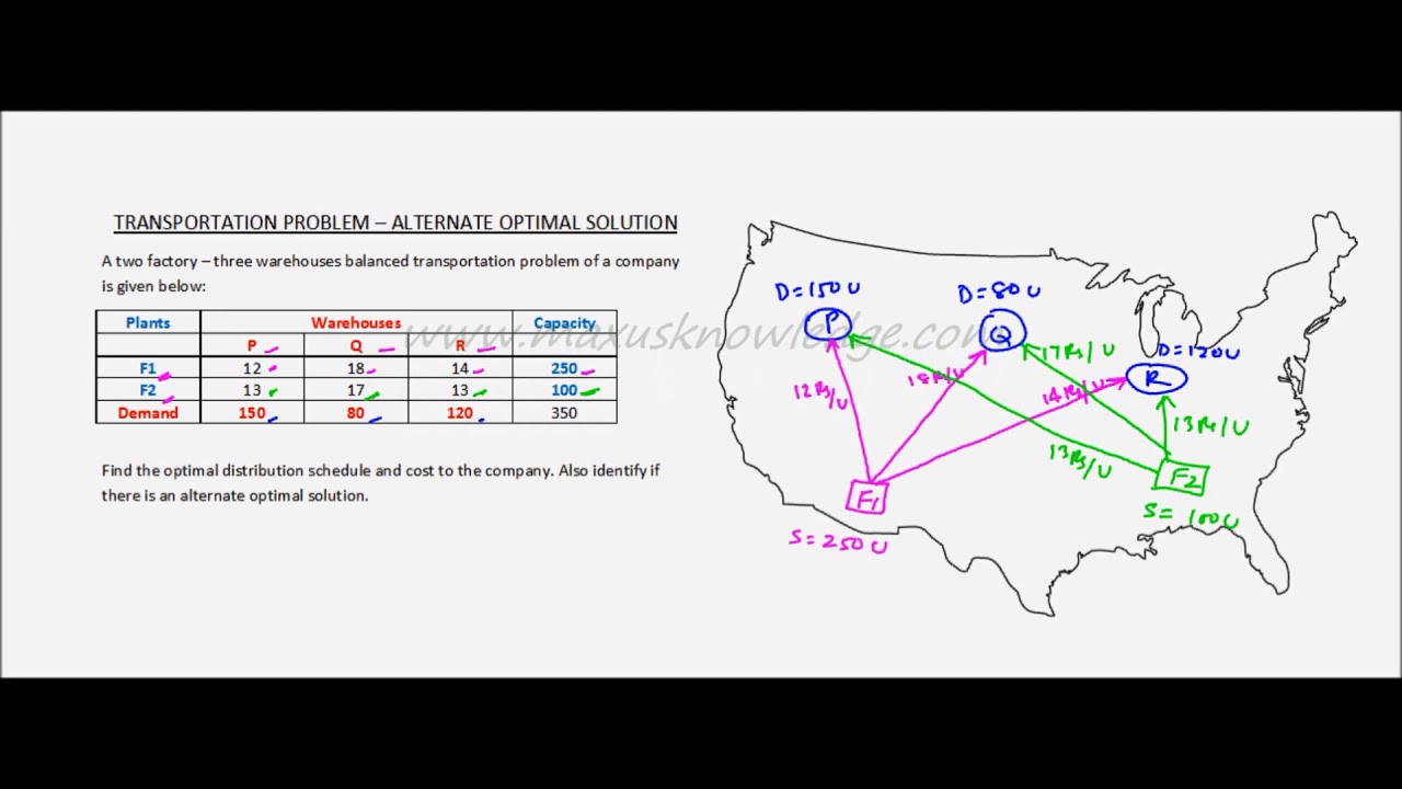 Транспортная модель &mdash; Пример 14 &mdash; Альтернативное оптимальное решение