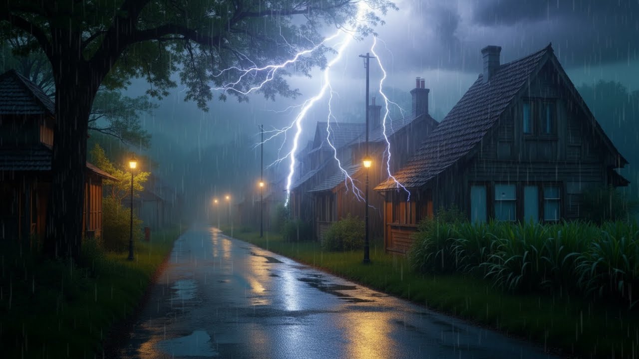 Cozy Cabin Rain Ambience by the Lake⛈️🌳Forest Rain & Thunder Sounds for Deep Sleep & Stress Relief