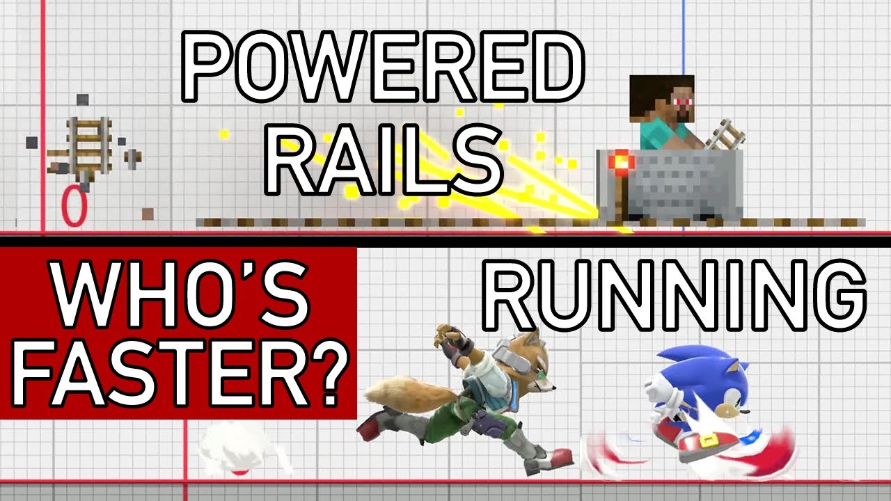 Smash Bros Ultimate - Who can run faster than Minecraft Steve's minecart with powered rails?
