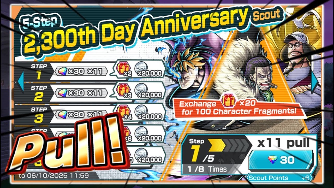 Spending Rainbow Diamonds for 2,300th Day Anniversary Banner One Piece Bounty Rush OPBR Live Summons