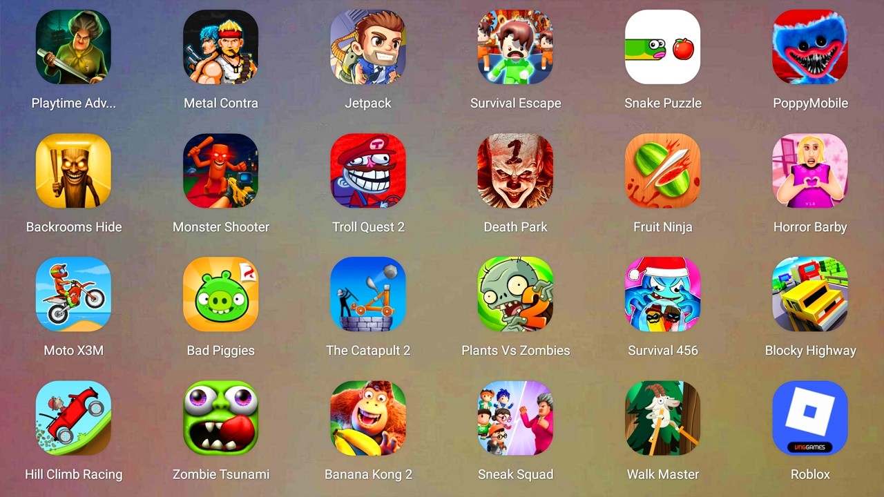 Roblox,Poppy Playtime 4,The Baby in Yellow,Ball V,Zombie Tsunami,Kick the Buddy,Red Ball 4...