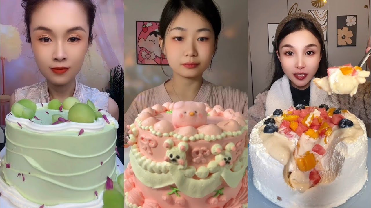 ASMR✨HUGE Embrioless Cream Cake Mukbang Fruit Cream Cake Eating Sounds#fruit#asmr#tiktokviraldessert