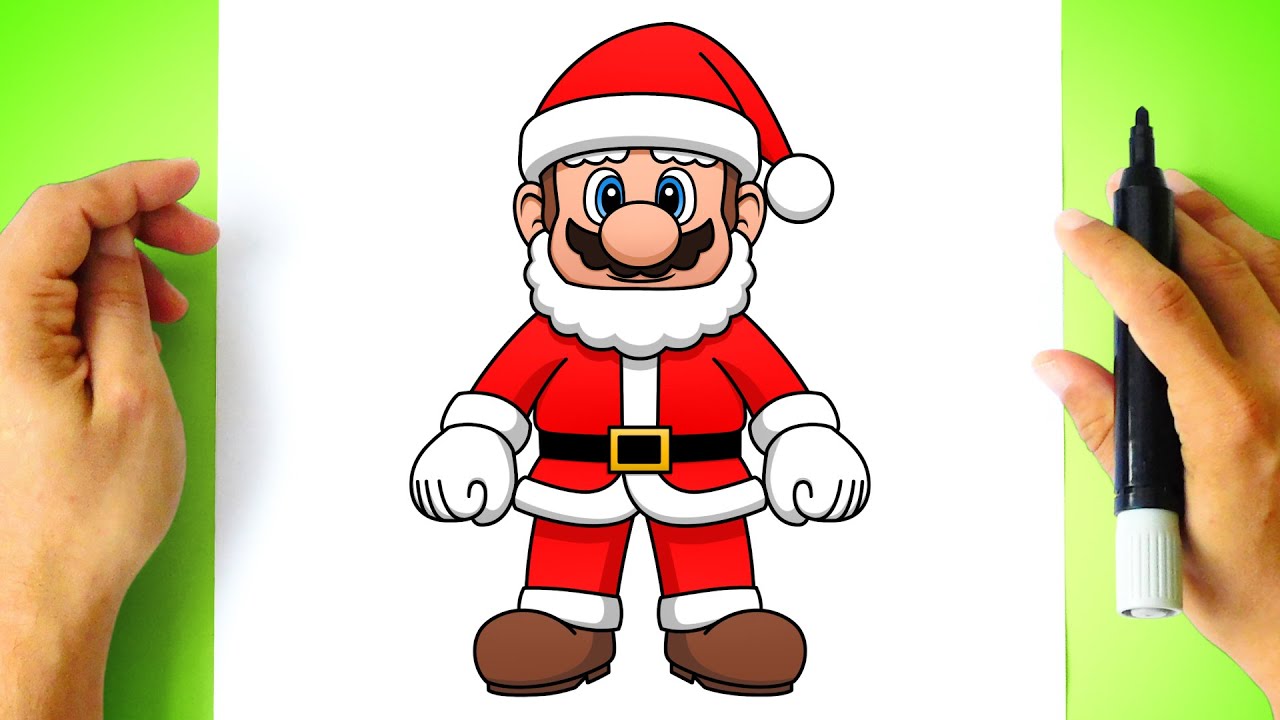 How to DRAW CHRISTMAS MARIO - Super Mario Bros