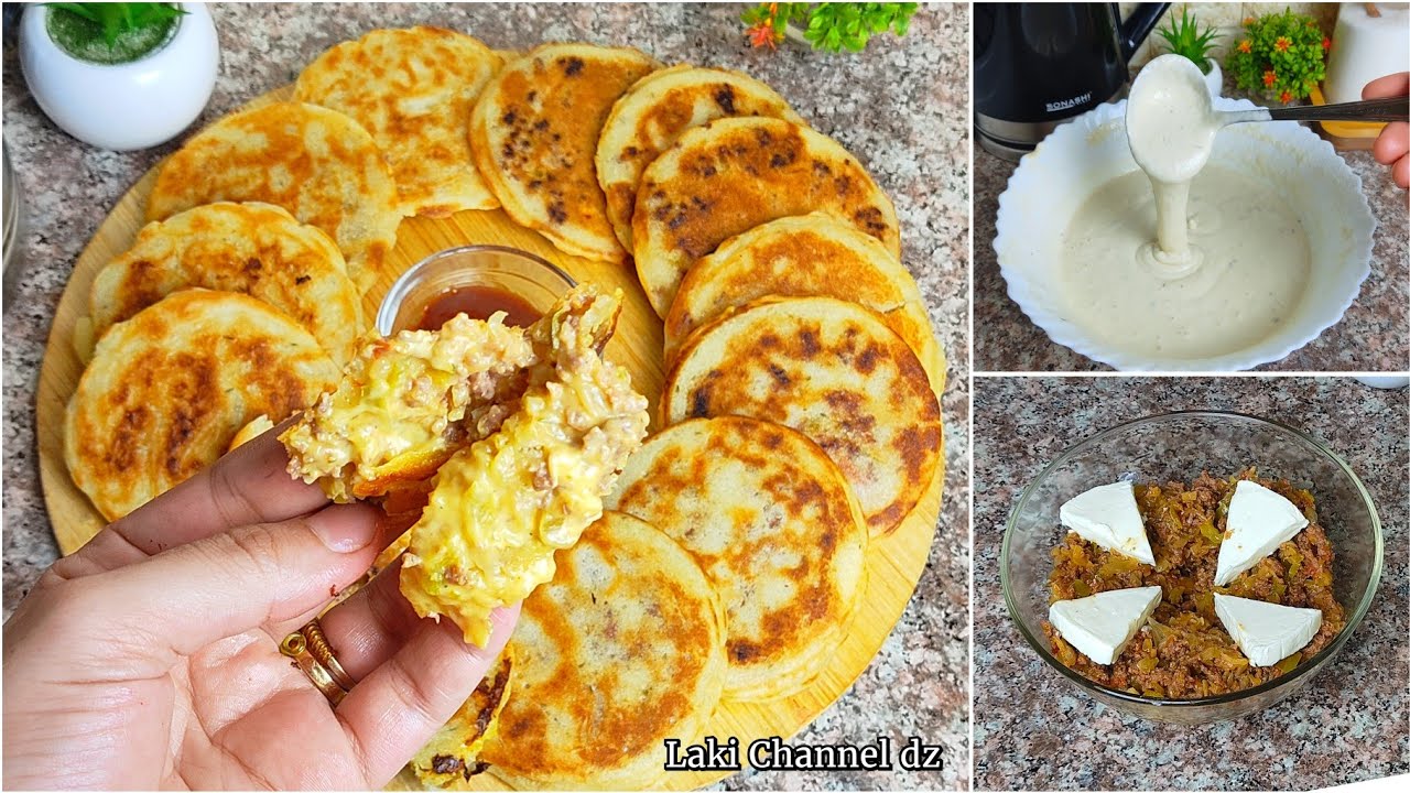 تخاطفو عليهم فالمقلة😋فطائر المقلاة السائلة السريعة للعشاء أو الغداء حضريها في 10 دقائق
