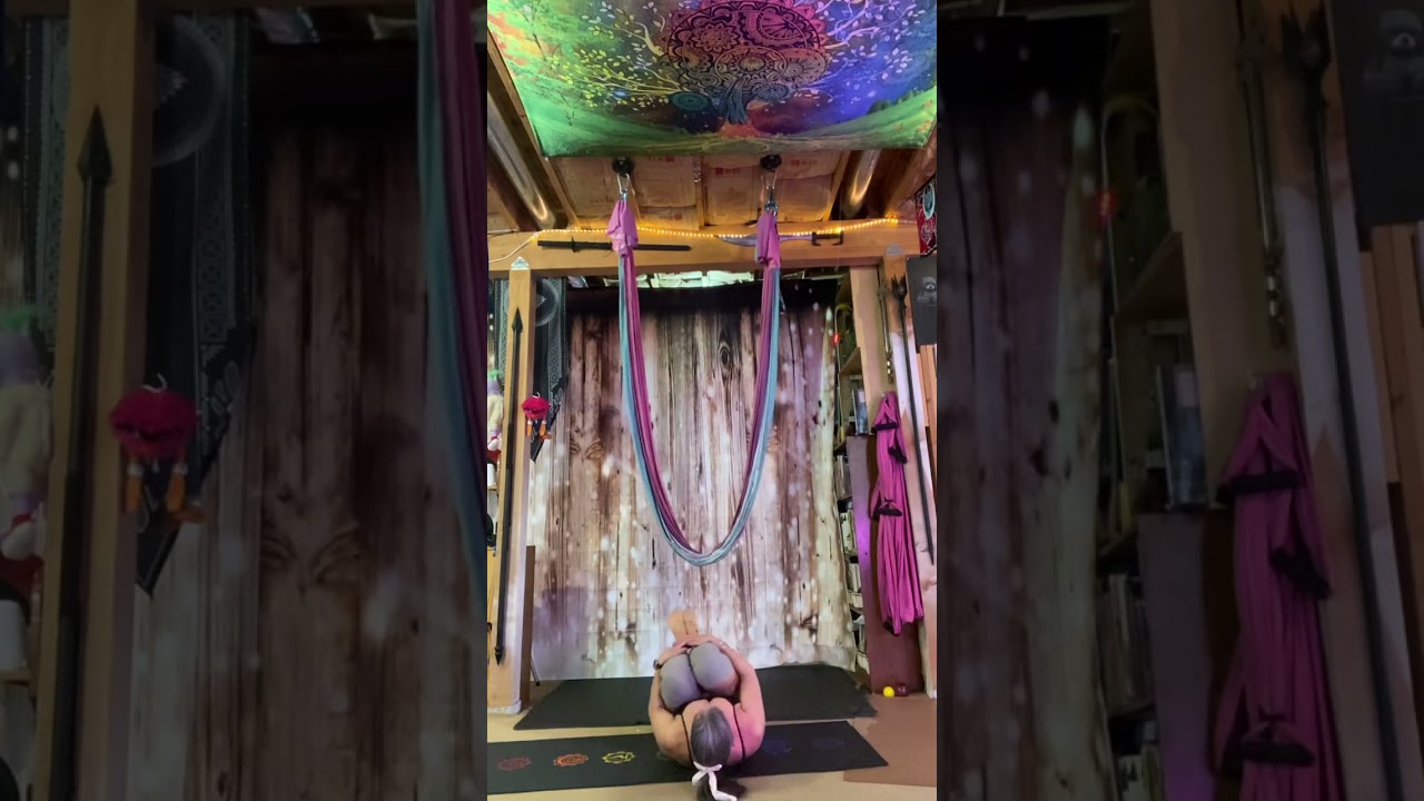 Aerial fitness Glute￼ lifts. And happy baby stretches￼. ￼