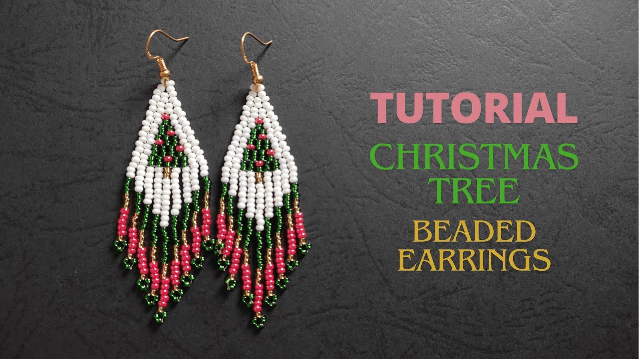How to make Christmas Tree Beaded Earrings, Beaded Christmas Earrings Tutorial