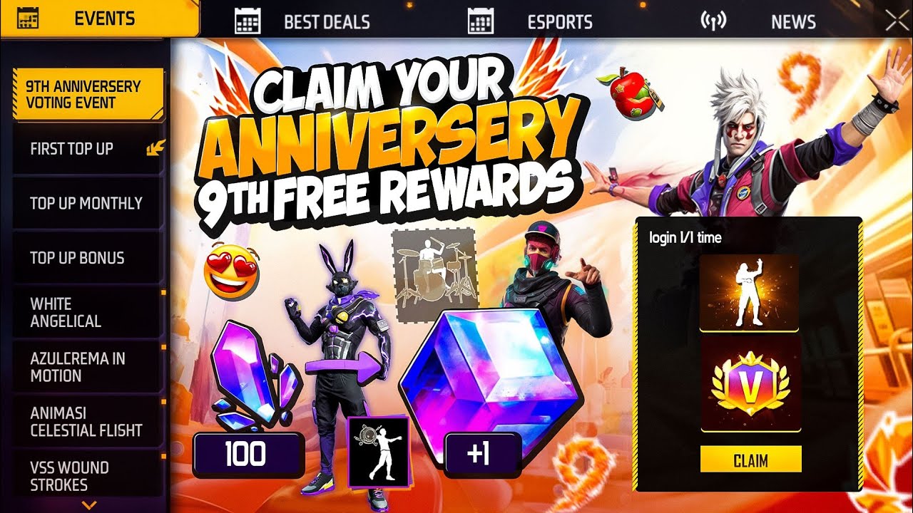 FREE V-BAGE💥IN 9TH ANNIVERSARY || OB54 UPDATE FREE FIRE || FREE FIRE NEW EVENT BANGLADES