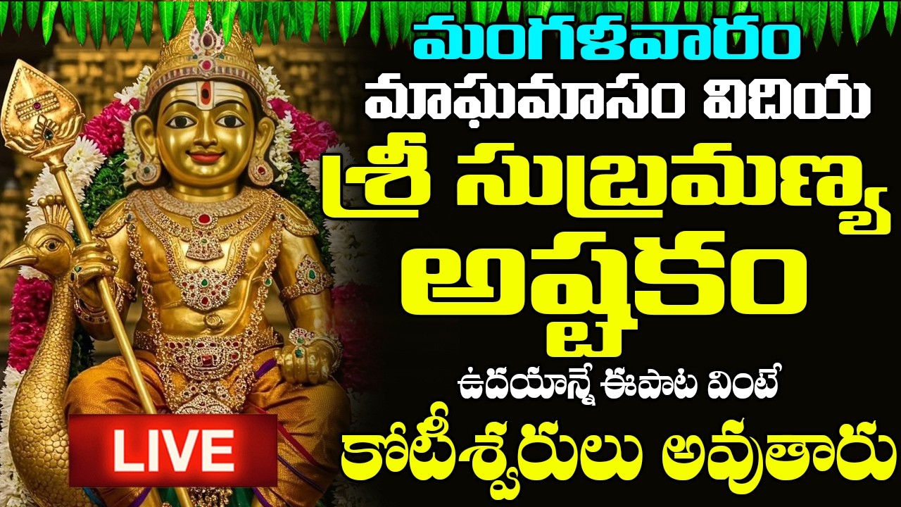 LIVE: మంగళవారం రోజున శ్రీ సుబ్రమణ్య స్తోత్రం వింటే కోట్లు సంపాదిస్తారు | Subrahmanya Stotram