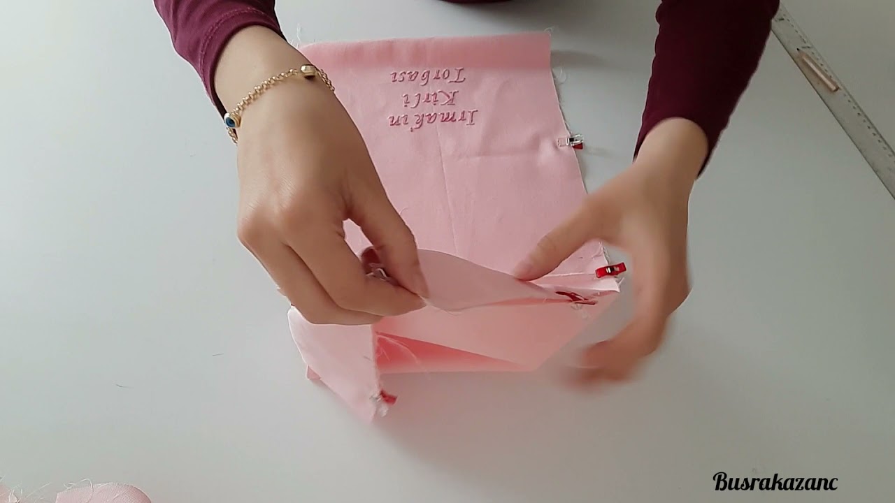 Büzgülü kumaş torba dikimi |Ayrıntılı kumaş kese dikim videosu
