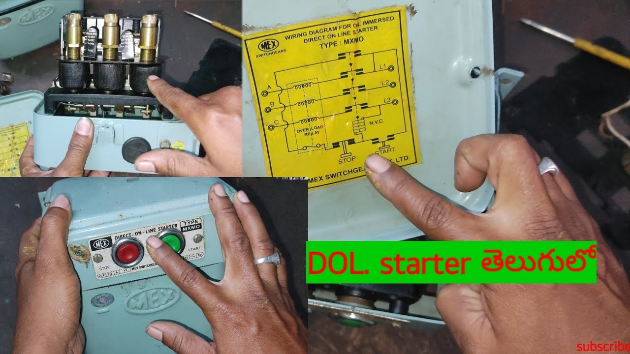 DOL Starter (Direct On Line Starter) Diagram And Working Principle electrical videos telugu