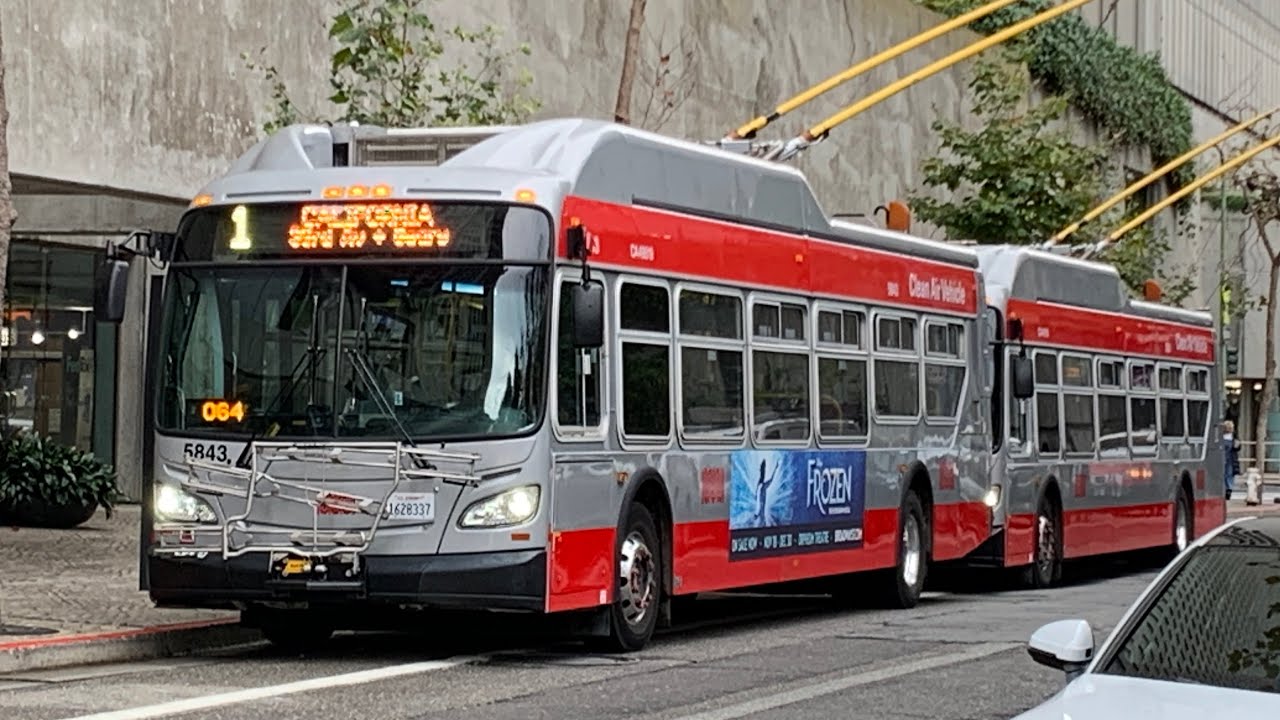 (FULL ROUTE) SF MUNI #5843 on 1 California - Outbound to 33rd Av + Geary