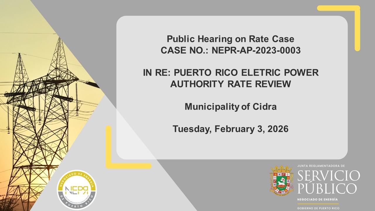 Public Hearing on Rate Case - NEPR AP 2023 003  Vista Pública Cidra