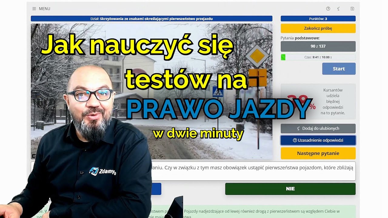 W 2 minuty pokażę Ci jak nauczyć się test&oacute;w na prawo jazdy