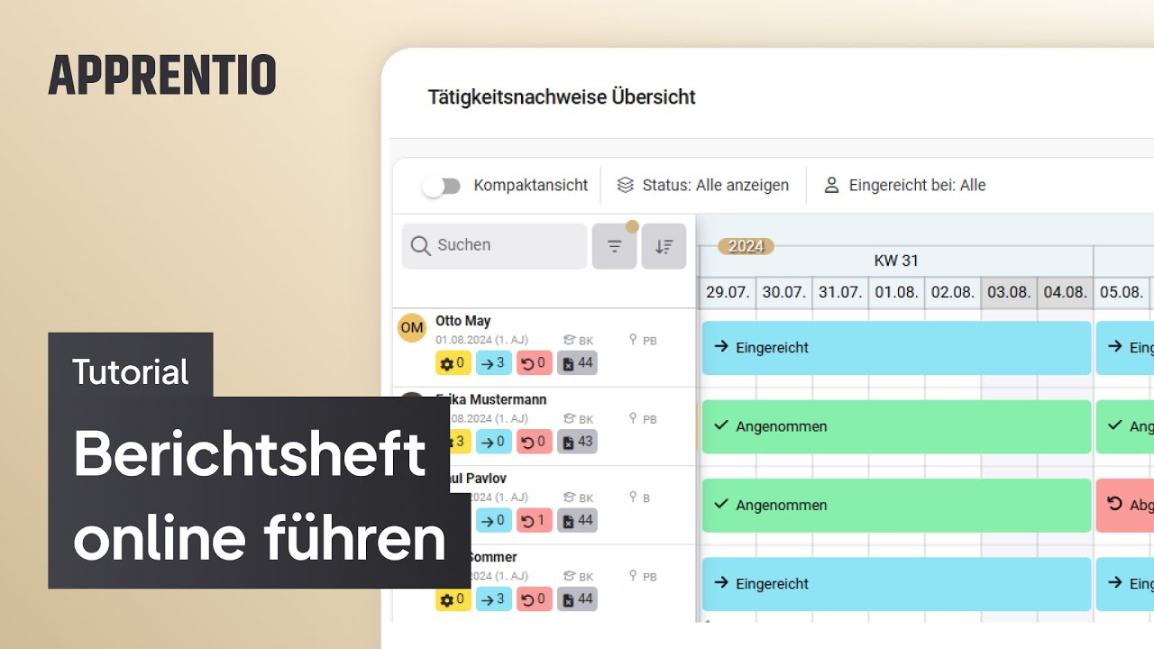 APPRENTIO // Berichtsheft online f&uuml;hren