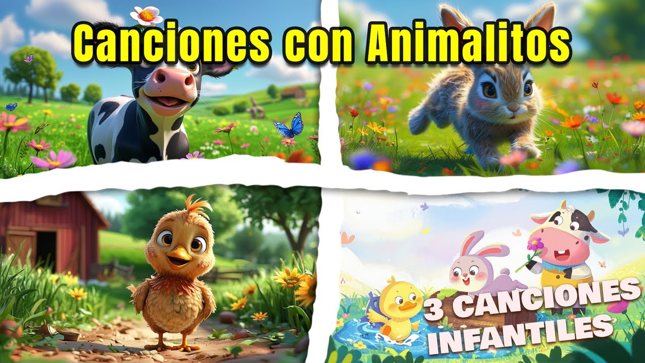La Música que Enamora a los Niños con Animalitos 💖🎶 | Tres Canciones Infantiles para la Diversión