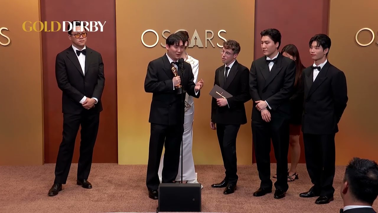 KPop Demon Hunters (Golden) team backstage Q&A after winning Best Original Song at the 2026 Oscars