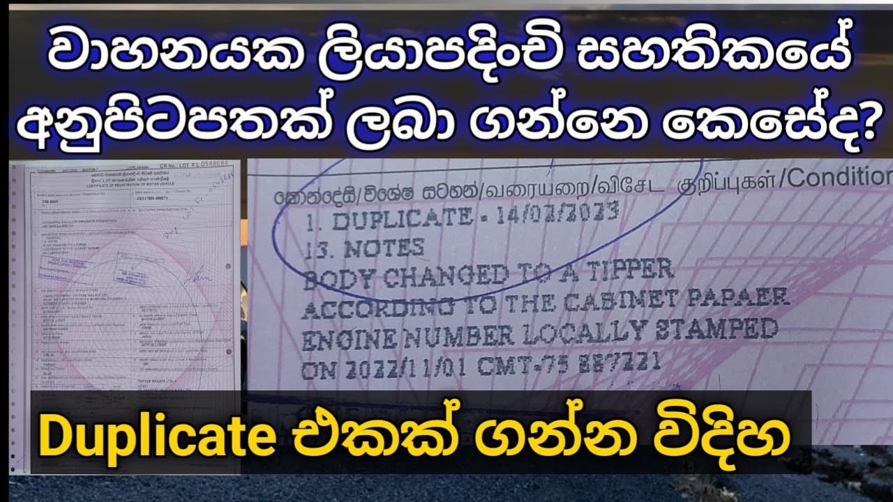 වාහනයේ පොත නැතිවුන විට duplicate එකක් ගන්න පහසුම විදිහ/vehicle duplicate book sri lankan
