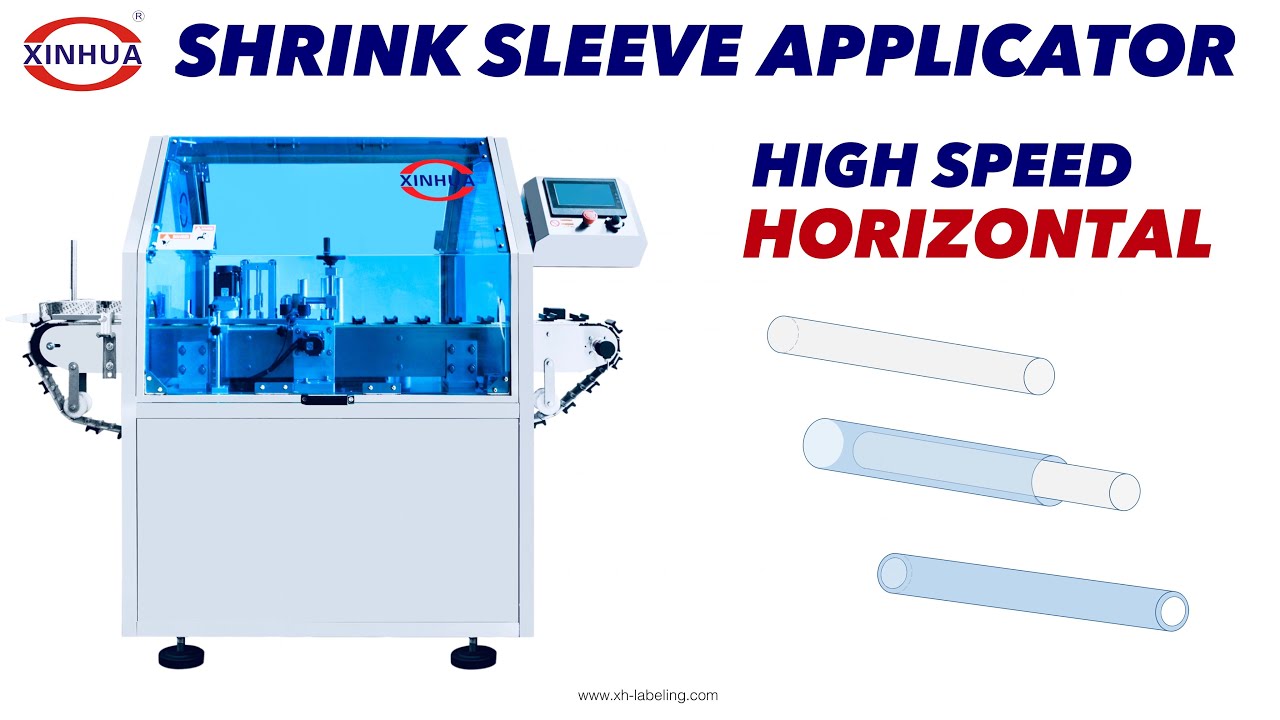 High Speed Horizontal Shrink Sleeve Applicator for Cosmetics | Mascara, Eyeliner, Lipstick Bottles