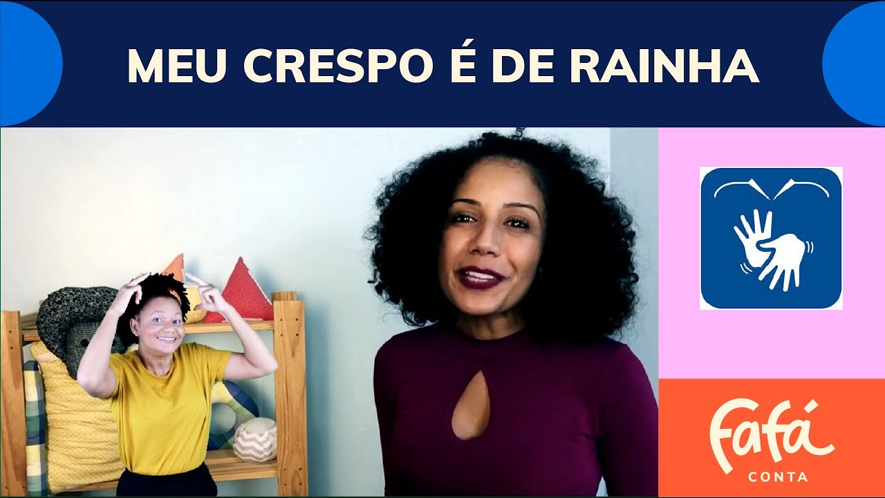 MEU CRESPO É DE RAINHA, poema de Bell Hooks por Samara Rosa acessível em Libras