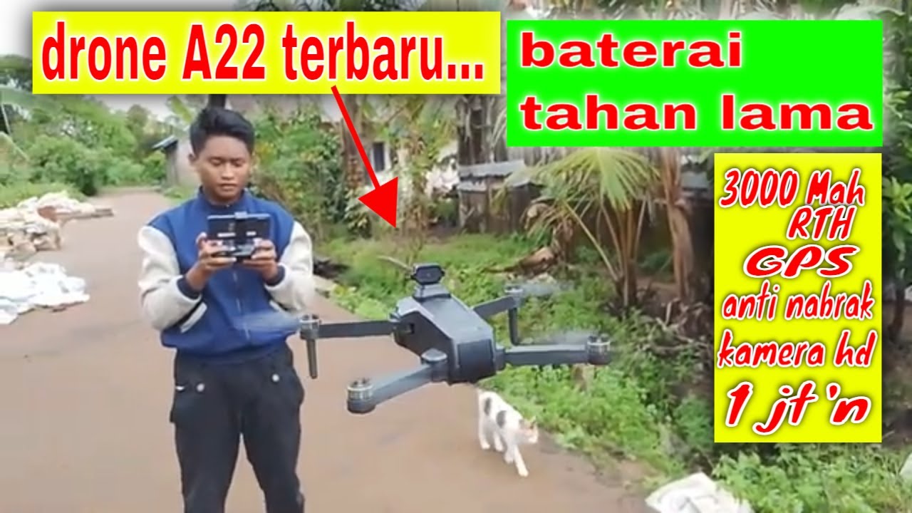 TEST baterai , drone A22 max gps cuma 1 juta