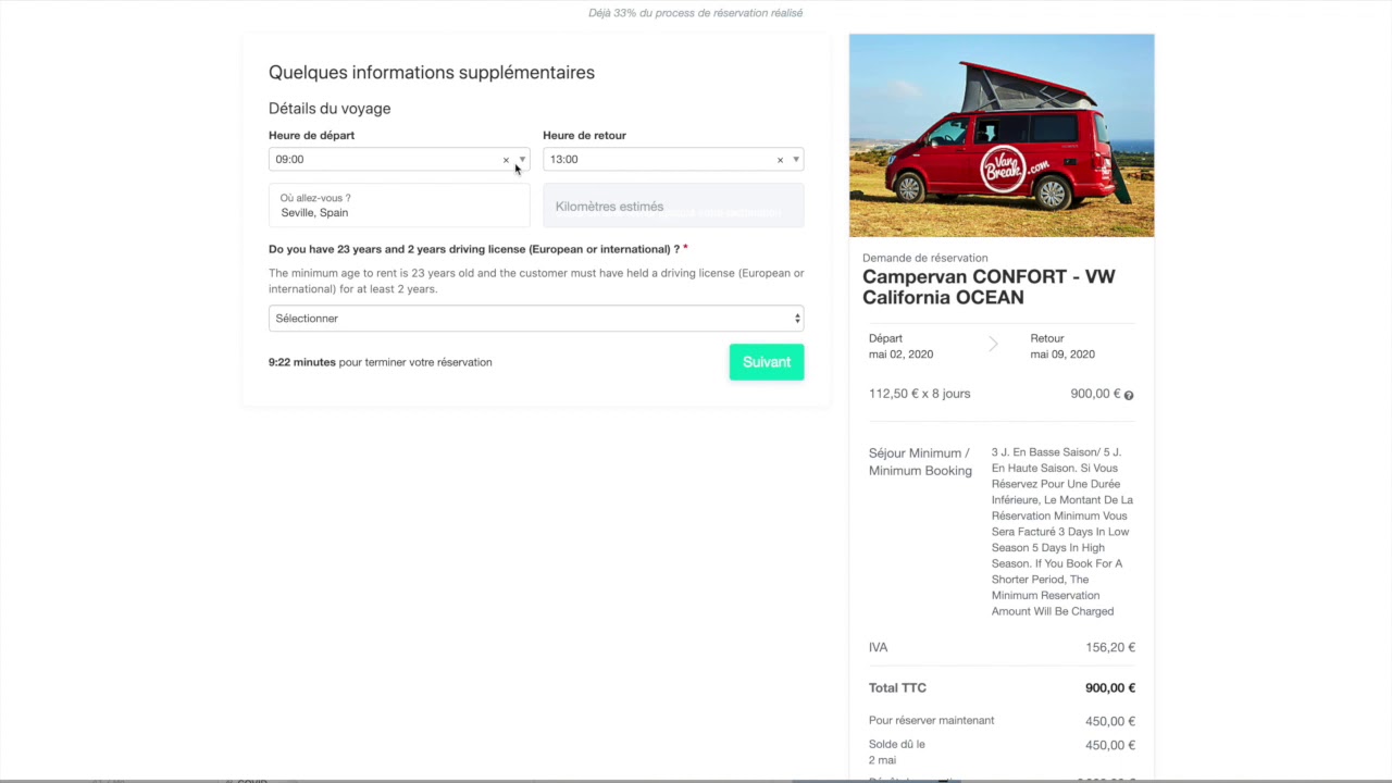 TUTO : Online Booking process - Vanbreak