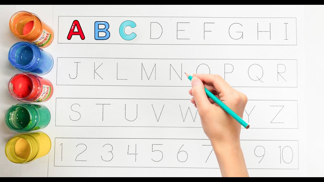 Alphabet.ABC song.abcd.A to Z 1to10.kids rhymes.collection for writing along dotted lines for todder