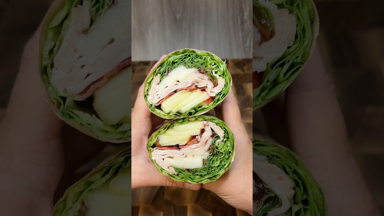 Apple turkey gouda lettuce wrap