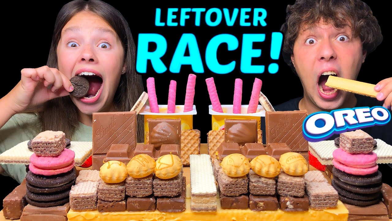 ASMR LEFTOVER CHOCOLATE DESSERT RACE EATING (OREO, LINDT, GODIVA CHOCOLATE) MUKBANG 먹방 Tati ASMR
