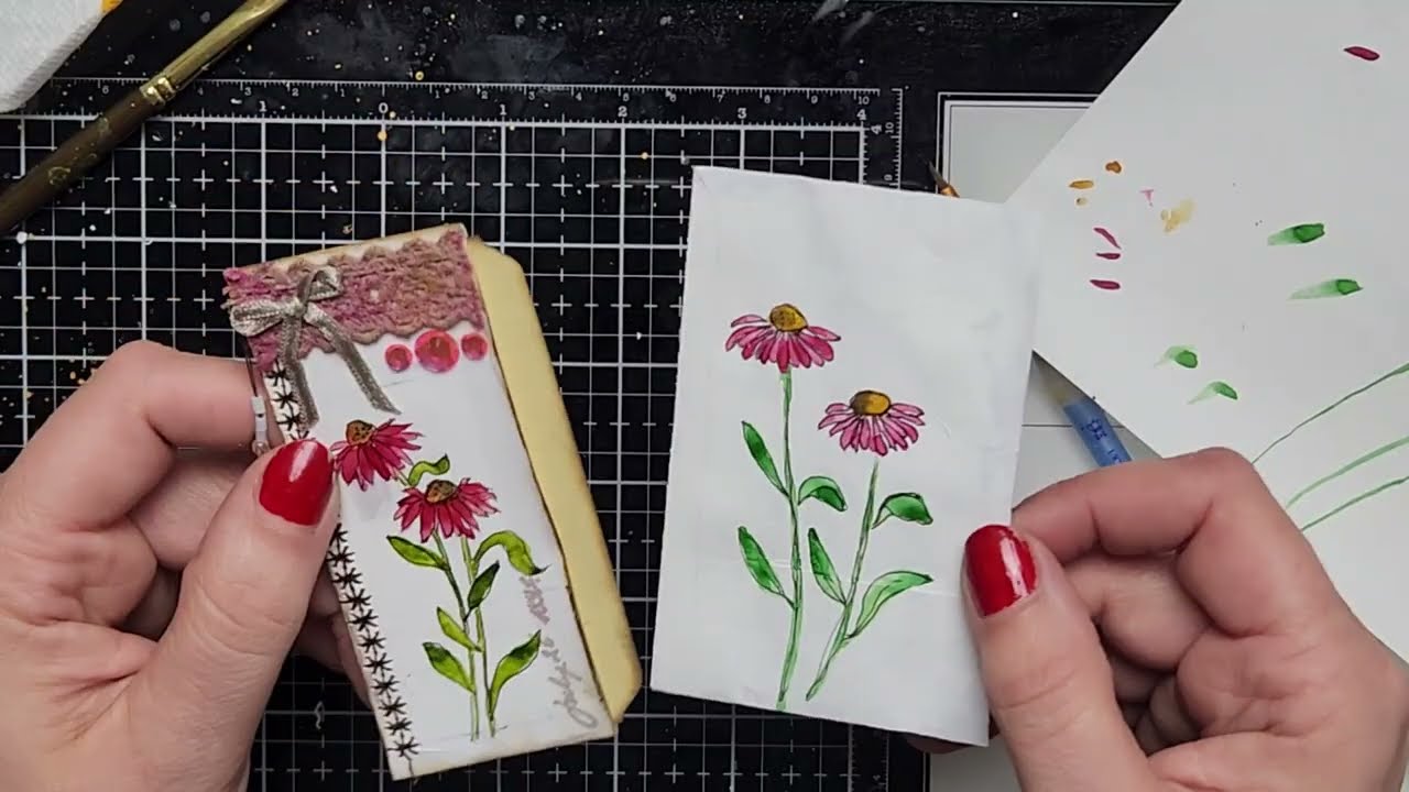 Курс акварели для начинающих. Цветок розовой шишки.