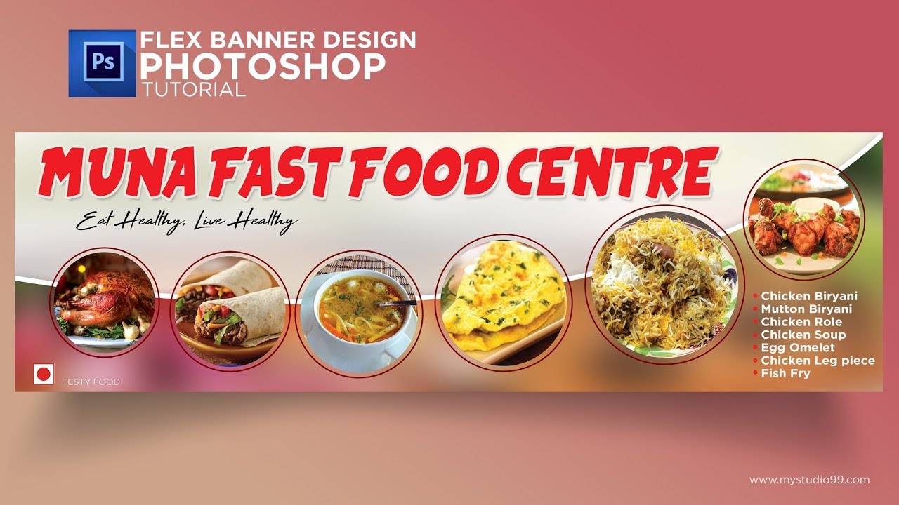 Food flex banner design in Photoshop Full tutorials