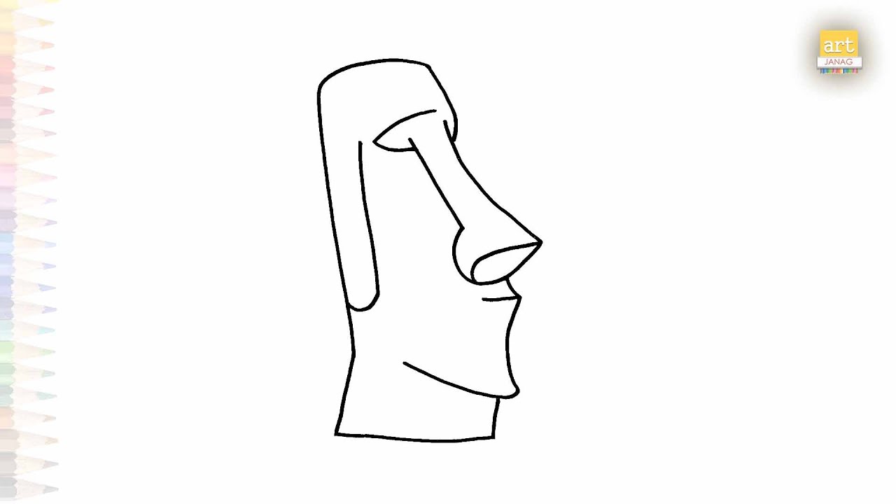 Moai Easter Island drawing easy | Outline sketches| How to draw Moai Easter Island easily #artjanag