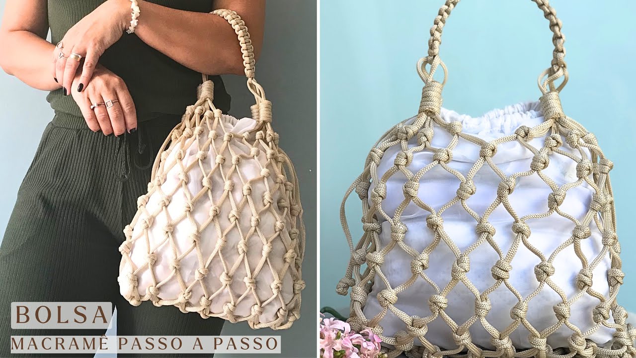 Bolsa de macramê passo a passo | Inspiração Lojas Arezzo | Macrame bag tutorial | Fê Barreiros