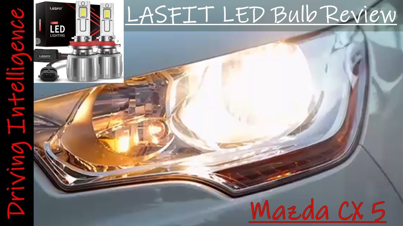 LASFIT LED Headlight Bulb Review In 2014 Mazda CX 5 With DIM Halogen Bulbs