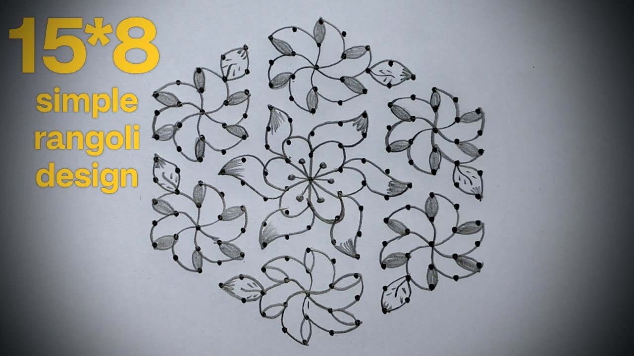 15*8 pulli kolam🌺 Flower kolam🌺Simple kolam@jagasrangoli#subscribe#trending#rangolidesigns#kolam#art