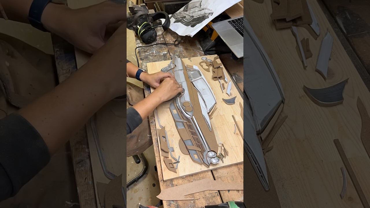 Создание Ford Thunderbird 1964 года! #scrollsaw #diywood #woodprojects