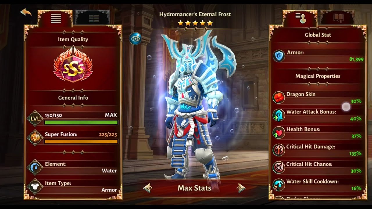 Dungeon Hunter 5 - Legendary SSS Crafting Strongest Water Armour- Hydromancer 81.000+